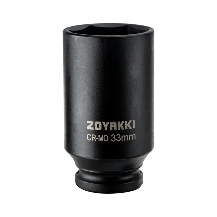 Zoyakki 1/2‘ Drive X 33 Mm Deep 6 Pt Impact Socket, Cr-Mo, 1/2-Inch Drive 6 Point Axle Nut Socket For Easy Removal Of Axle Shaft Nuts (33Mm)