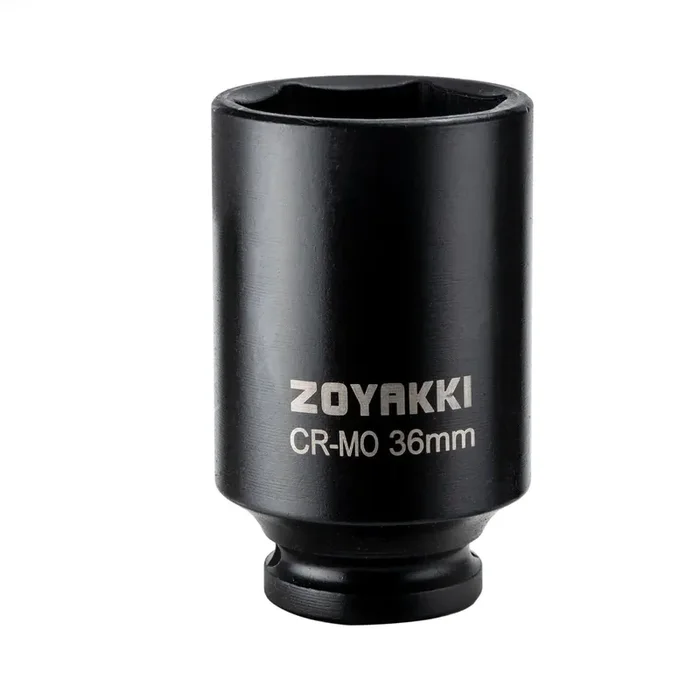 Zoyakki 1/2‘ Drive X 36 Mm Deep 6 Pt Impact Socket, Cr-Mo, 1/2-Inch Drive 6 Point Axle Nut Socket For Easy Removal Of Axle Shaft Nuts (36Mm)
